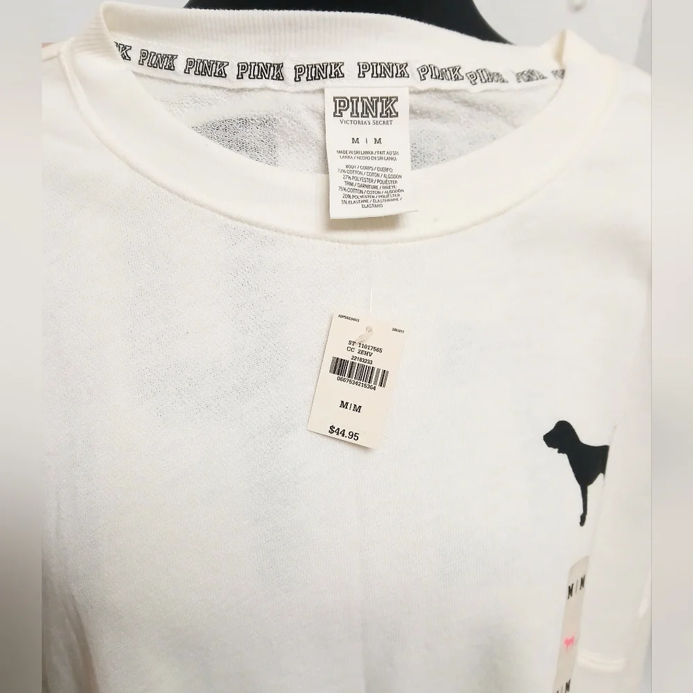 New Victoria's Secret Pullover IPink Long-Sleeve Shirt Size Medium - Picture 9 of 9